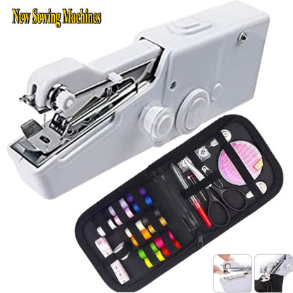 New Hand Sewing Machine Portable Sewing Machine Quick Handheld Sewing Tool Mini Electric Home DIY Apparel Supplies Arts Crafts