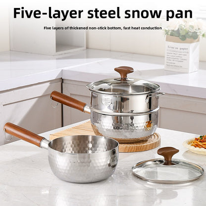 Japanese Style Walnut Handle Stainless Steel Milk Pot