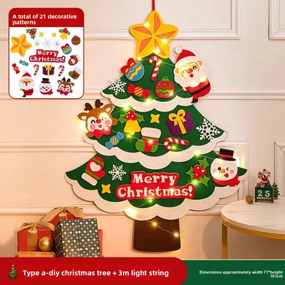 DIY Felt Christmas Tree Wall Decoration with LED Lights