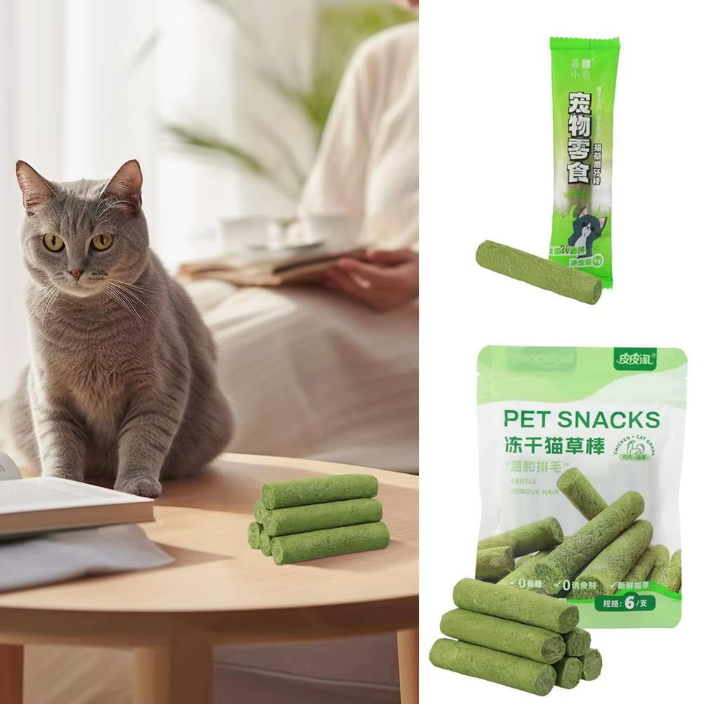 Dried Cat Grass Stick, Cat Hair Removal Ball, Gentle Grooming Cat Snacks, Cat Grass Grinding Stick, Hair Removal Cat Ball