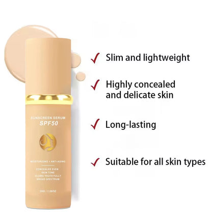 4-In-1 Foundation Liquid Makeup 4 in 1 Foundation Light Spectrum Sunscreen Serum Liquid Hydrating Full Coverage Concealer SPF 50