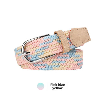 Adjustable Elastic Braided Canvas Belt