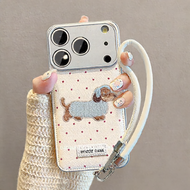 Polka dot sweater puppy phone case
