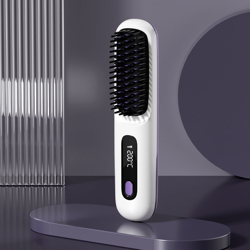 LCD Display USB Rechargeable Ceramic Hair Straightener Comb