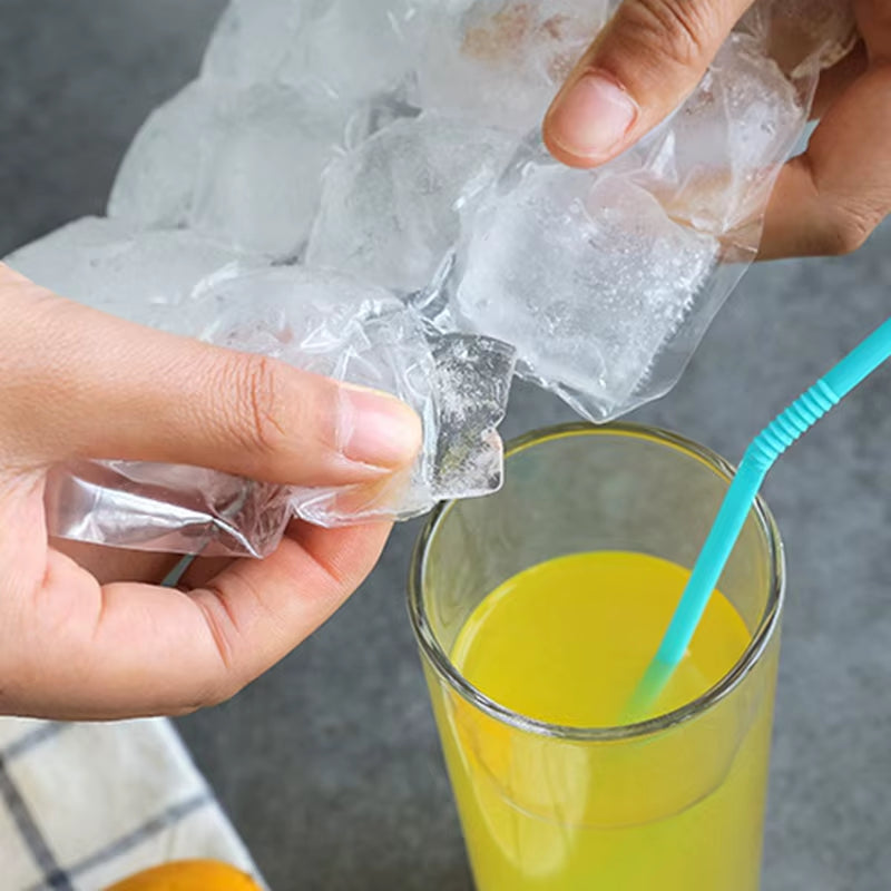 10Pcs/Pack Disposable Ice Bag Lattice Ice Cube Mold Bar Self-Sealing Ice Tray Bag Ice Cube Bag Box Edible Frozen Ice Cube