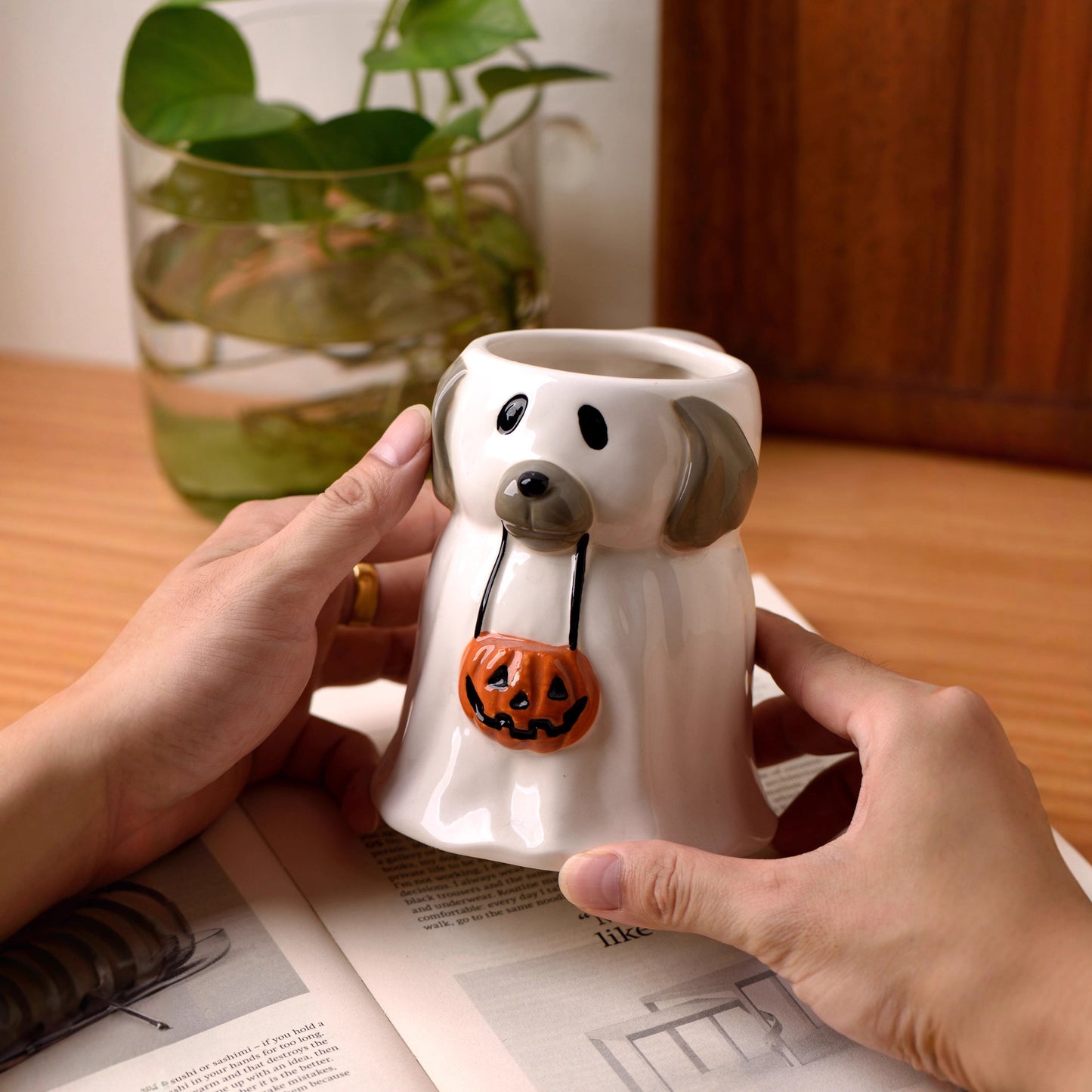 Cute Creative Puppy Hand-Painted Pumpkin Cup