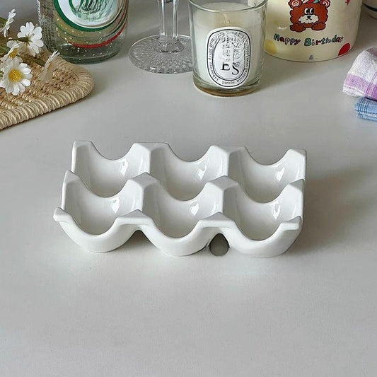 Korean-style ceramic egg tray plate