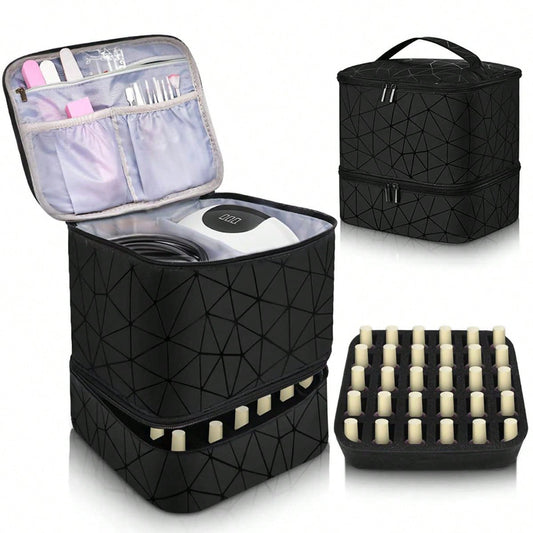 Double Layer Portable Cosmetic Toiletry Storage Bag