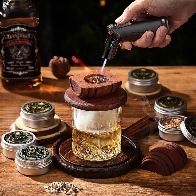Whiskey Barrel Wood Smoker Set with Filter