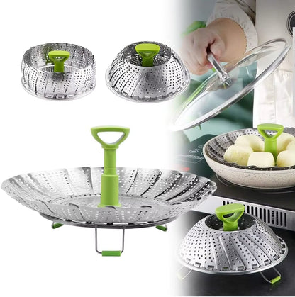 Stainless Steel Lotus Steaming Tray Folding Expandable Food Steamer Vegetable Fruit Basket Mesh Steamer Rack Cooking Cookware