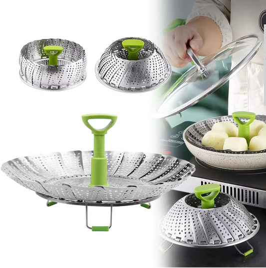 Stainless Steel Lotus Steaming Tray Folding Expandable Food Steamer Vegetable Fruit Basket Mesh Steamer Rack Cooking Cookware