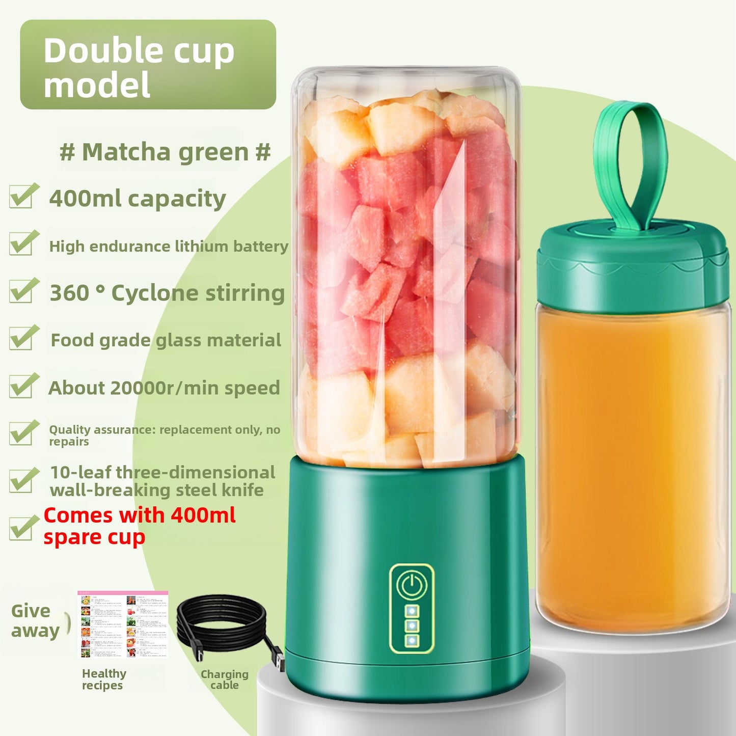 Portable rechargeable mini juicer cup