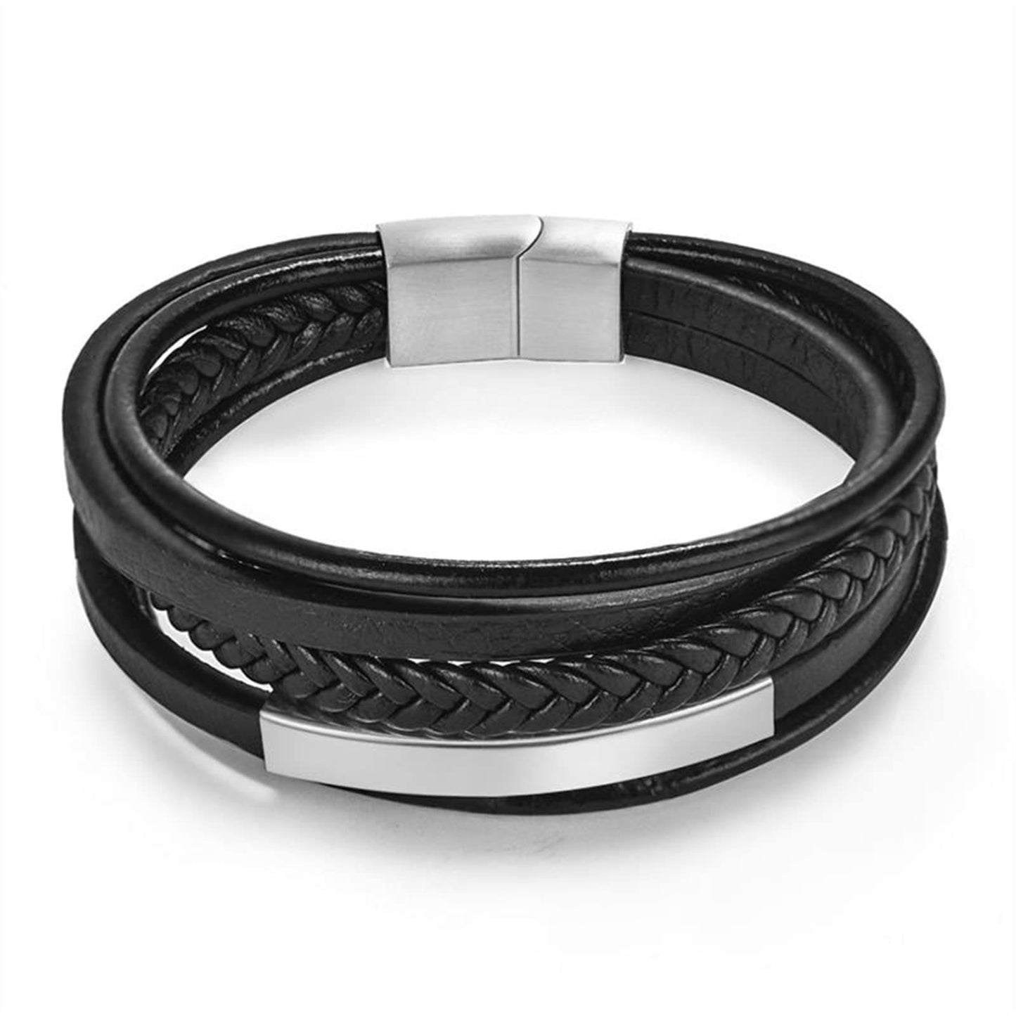 Stainless Steel Leather Bracelet