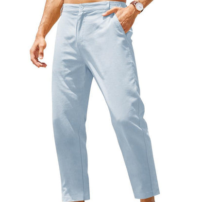 Lightweight casual men's cotton and linen trousers