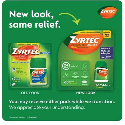 NEW Zyrtec Allergy Relief Tablets, 60 Count